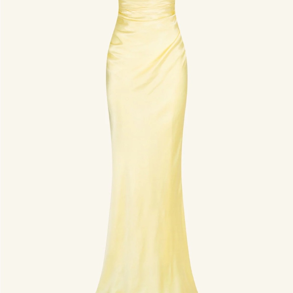 Shona Joy Light Yellow Satin Dress